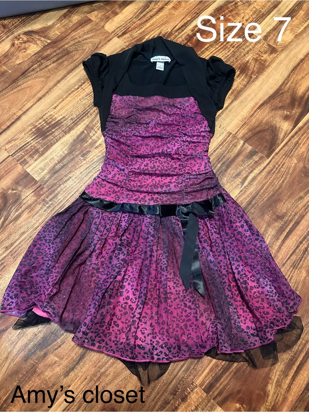 Amy's Closet Girls' Purple and Black Sparkle dress